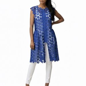 # A094  CQ by CQ Cobalt  Blue Laser-Cut  Mesh Duster Vintage  NEW NO TAG  S